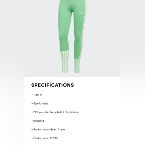 Adidas Beam Green Adicolor Leggings size Women’s XL - Picture 5 of 5
